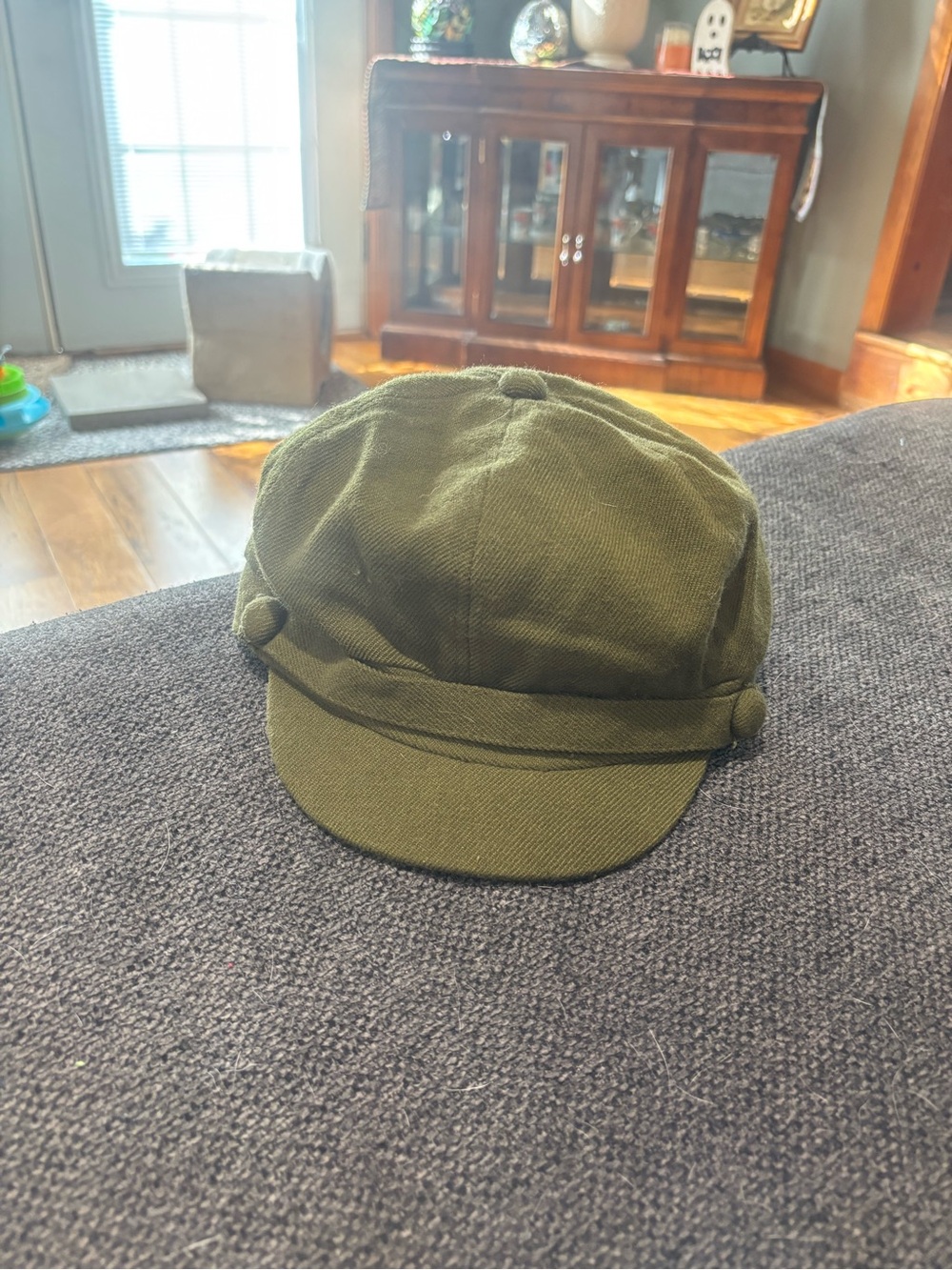 Vintage Manhattan Hat Company Olive Green Baker Boy Cap